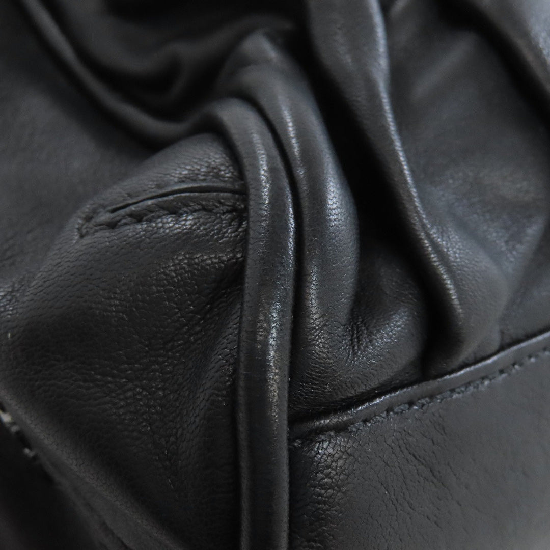 COLE HAAN Handbag leather black Simple design Women Used Authentic