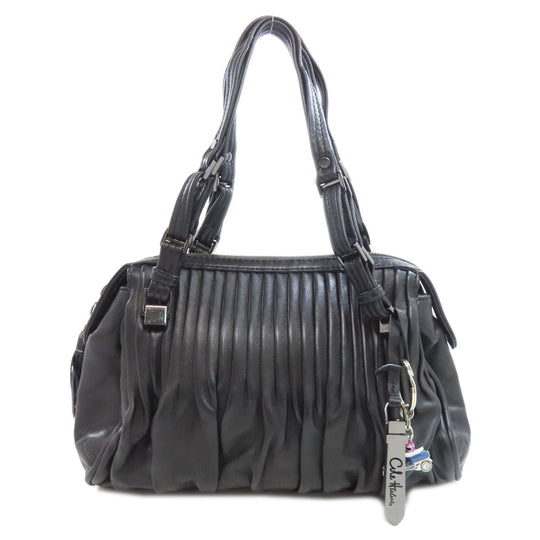 COLE HAAN Handbag leather black Simple design Women Used Authentic