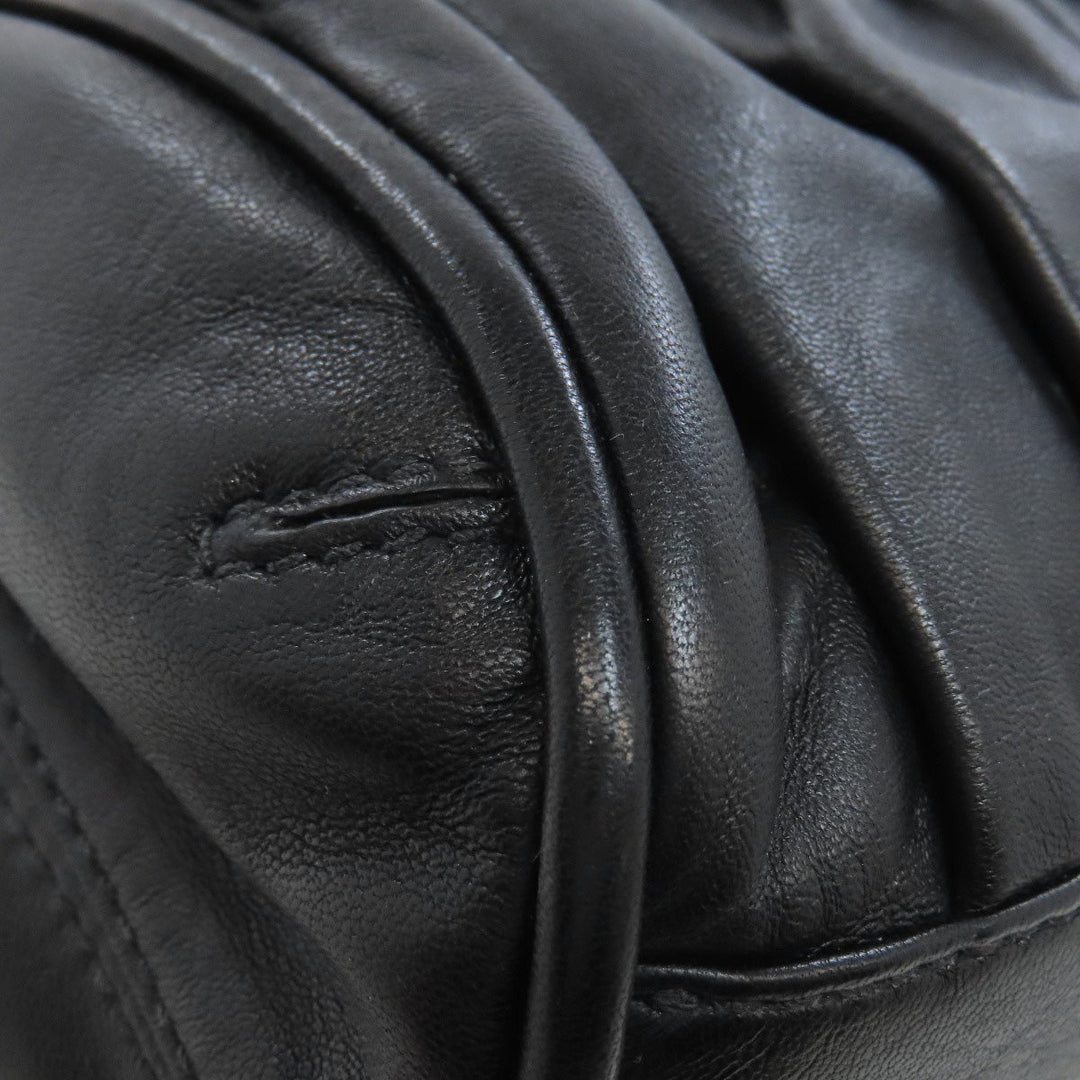 COLE HAAN Handbag leather black Simple design Women Used Authentic