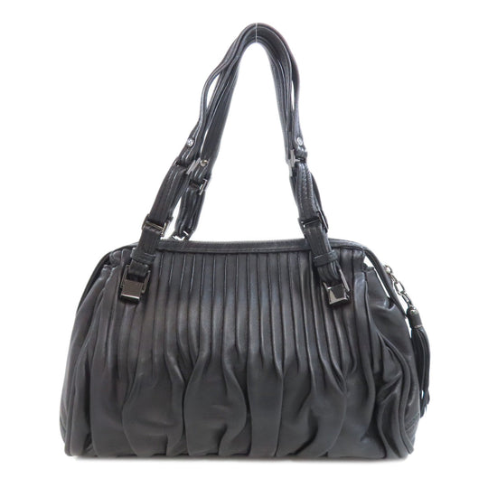 COLE HAAN Handbag leather black Simple design Women Used Authentic