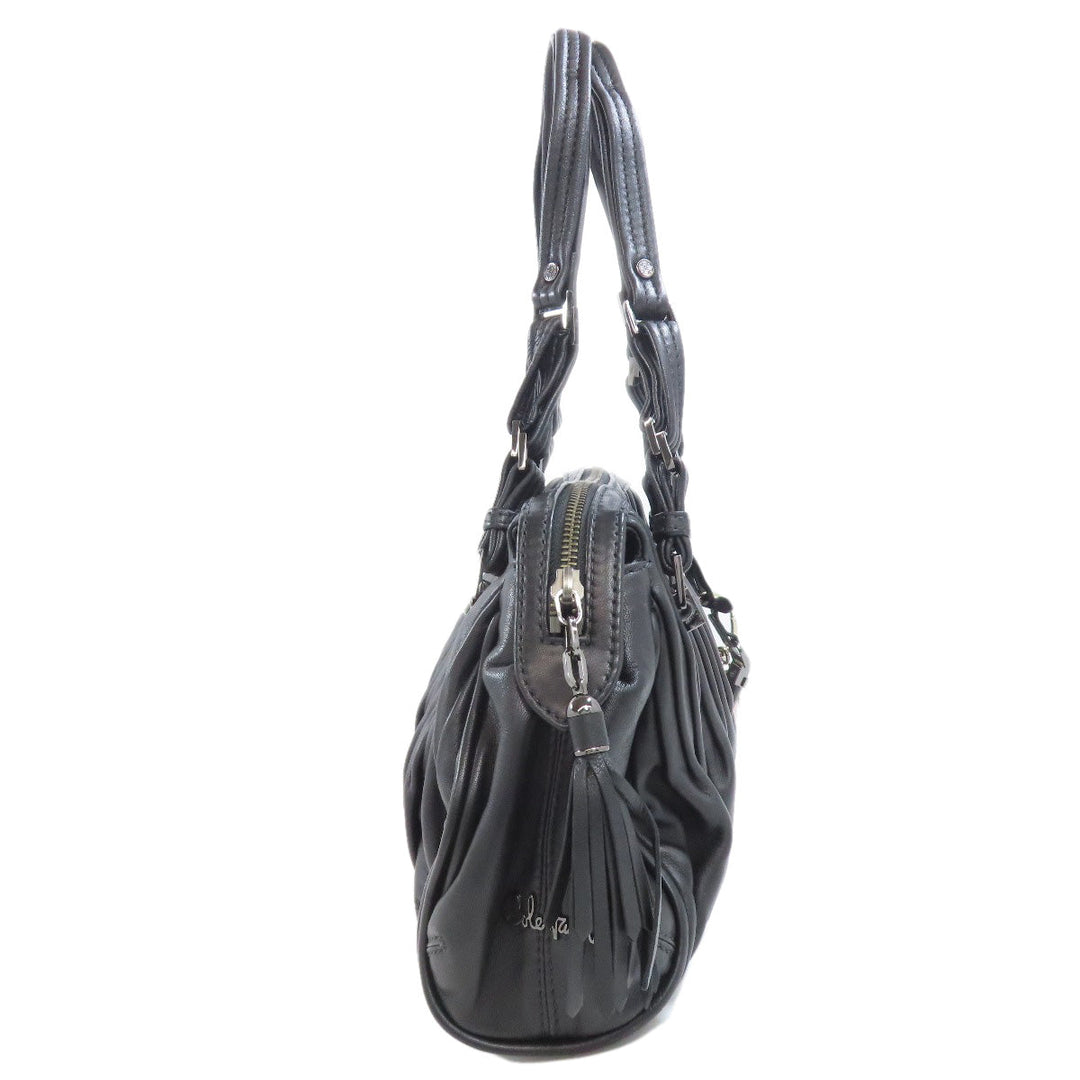 COLE HAAN Handbag leather black Simple design Women Used Authentic