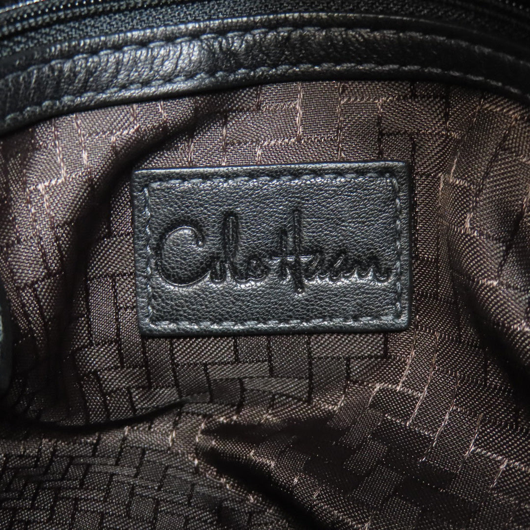 COLE HAAN Handbag leather black Simple design Women Used Authentic