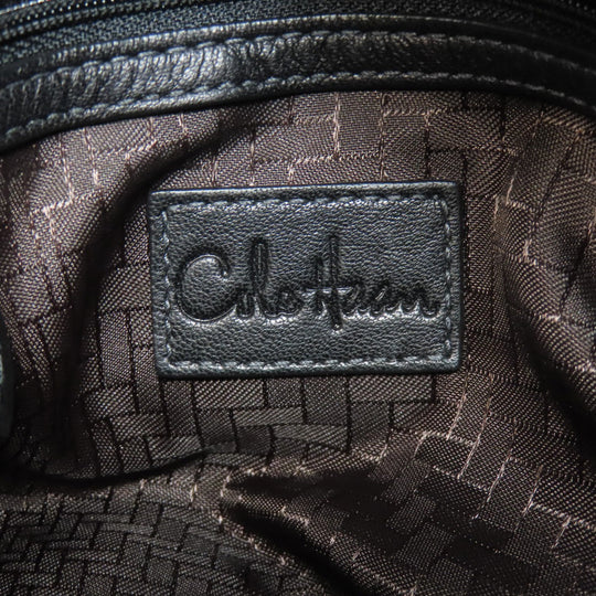 COLE HAAN Handbag leather black Simple design Women Used Authentic