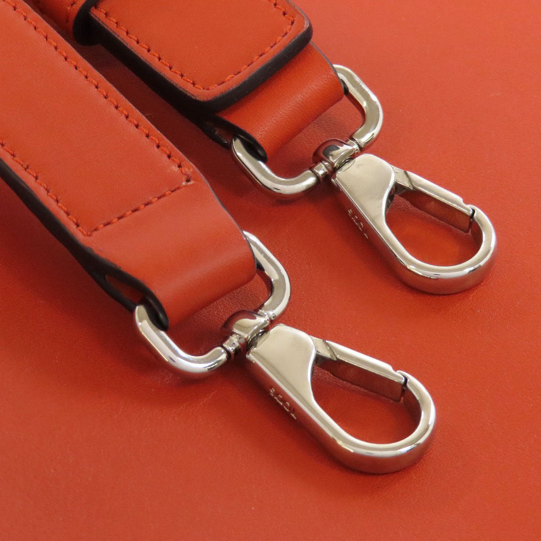 TOD�fS Tote Bag leather Orange Studs Women Used Authentic