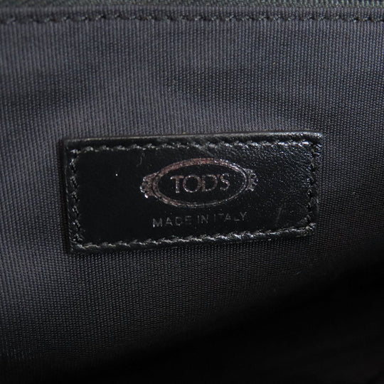 TOD�fS Tote Bag leather Orange Studs Women Used Authentic
