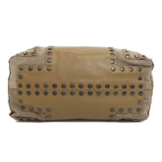 JIMMY CHOO Handbag leather Brown Belt motif Women Used Authentic