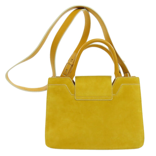JIMMY CHOO Handbag Suede yellow 2WAY Women Used Authentic