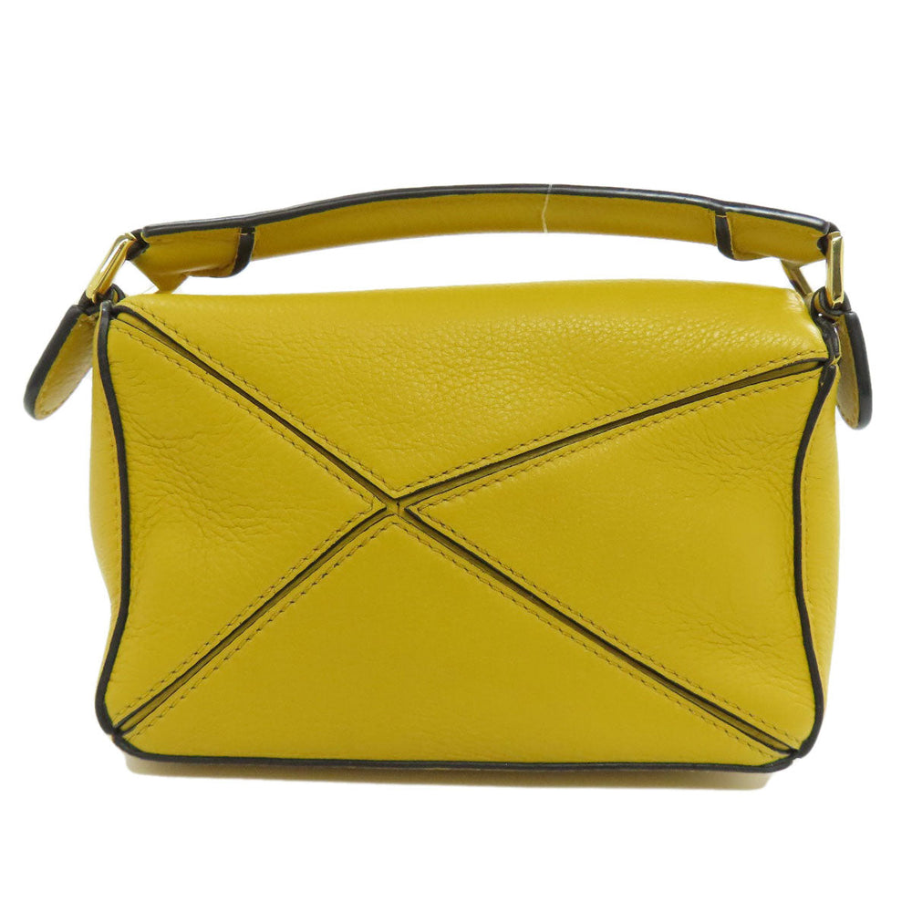 LOEWE Handbag Calfskin yellow Puzzle bag mini 2WAY Women Used Authentic