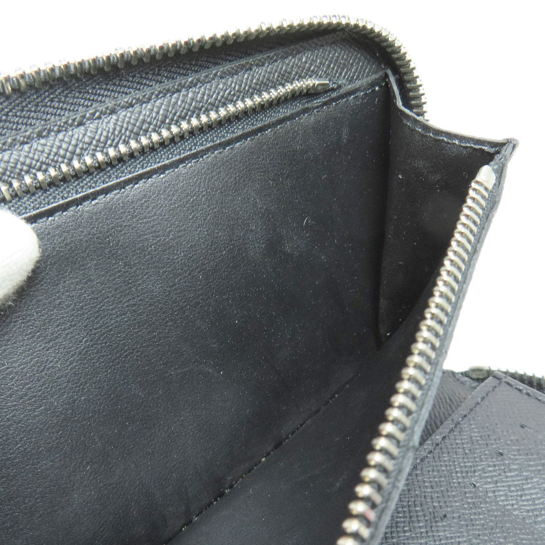 LOUIS VUITTON Long Wallet Purse N63095 Damier canvas black Zippy wallet Vertical Women Used Authentic