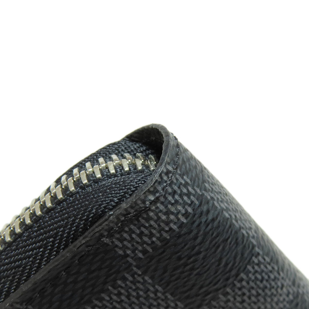 LOUIS VUITTON Long Wallet Purse N63095 Damier canvas black Zippy wallet Vertical Women Used Authentic