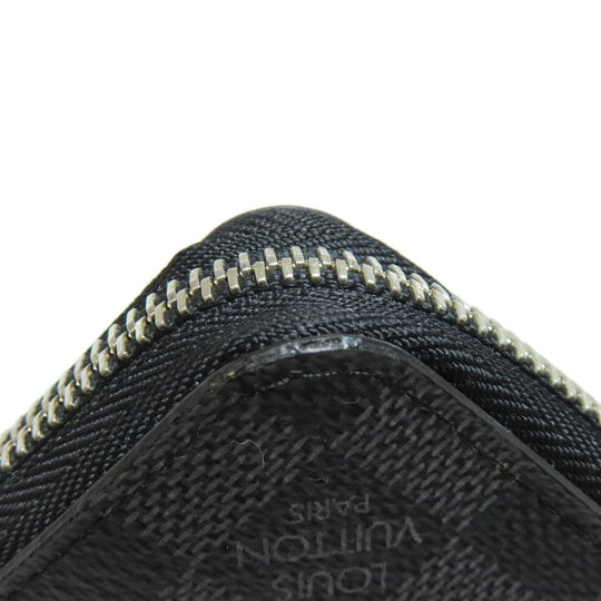 LOUIS VUITTON Long Wallet Purse N63095 Damier canvas black Zippy wallet Vertical Women Used Authentic