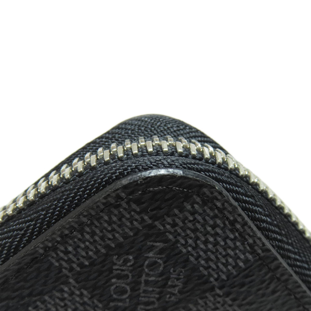 LOUIS VUITTON Long Wallet Purse N63095 Damier canvas black Zippy wallet Vertical Women Used Authentic