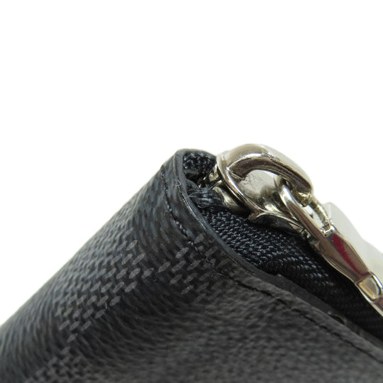 LOUIS VUITTON Long Wallet Purse N63095 Damier canvas black Zippy wallet Vertical Women Used Authentic