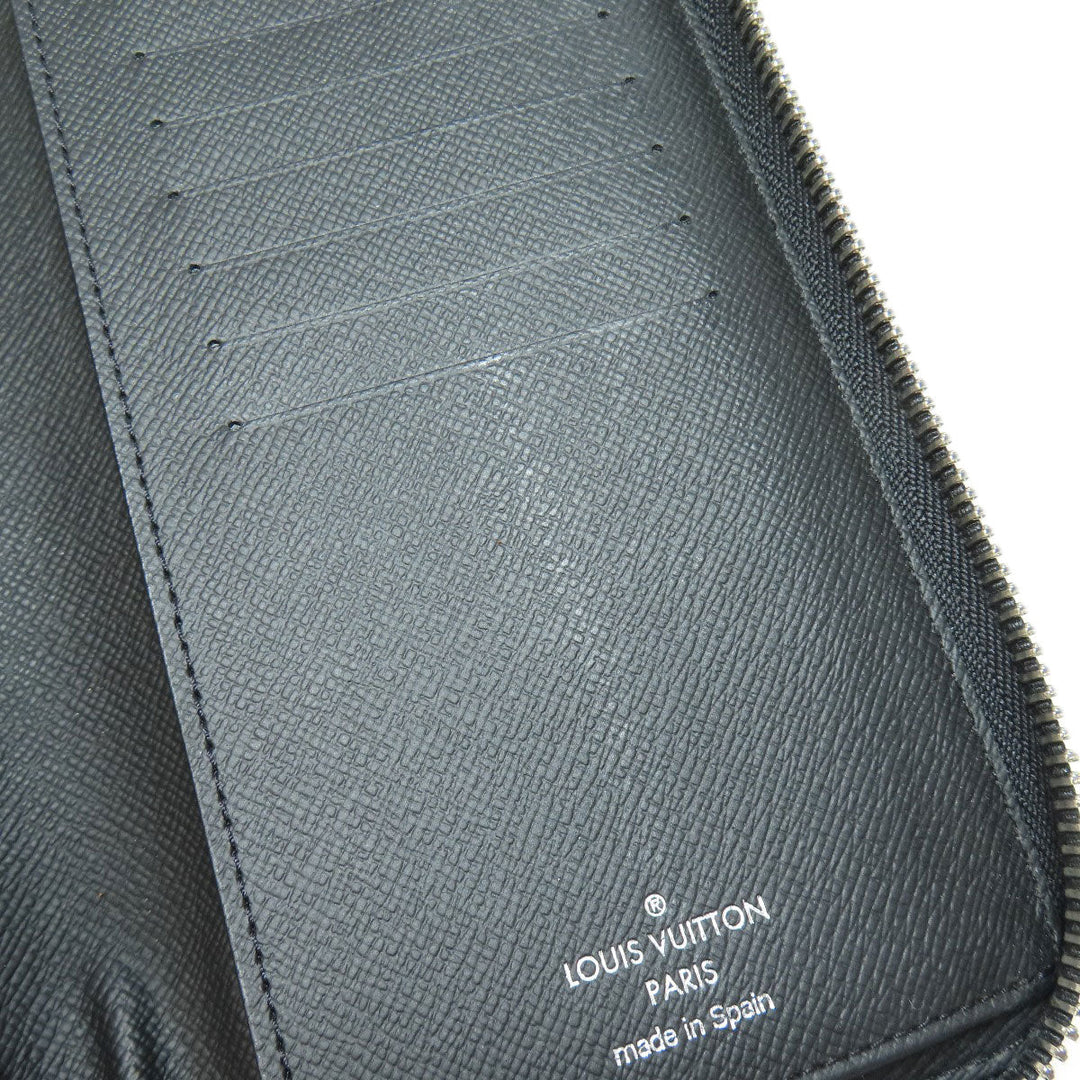 LOUIS VUITTON Long Wallet Purse N63095 Damier canvas black Zippy wallet Vertical Women Used Authentic