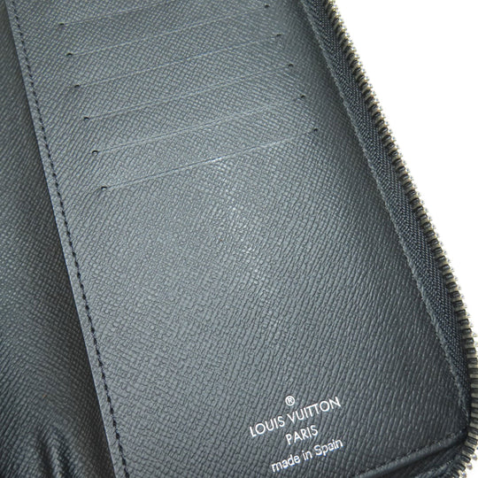 LOUIS VUITTON Long Wallet Purse N63095 Damier canvas black Zippy wallet Vertical Women Used Authentic