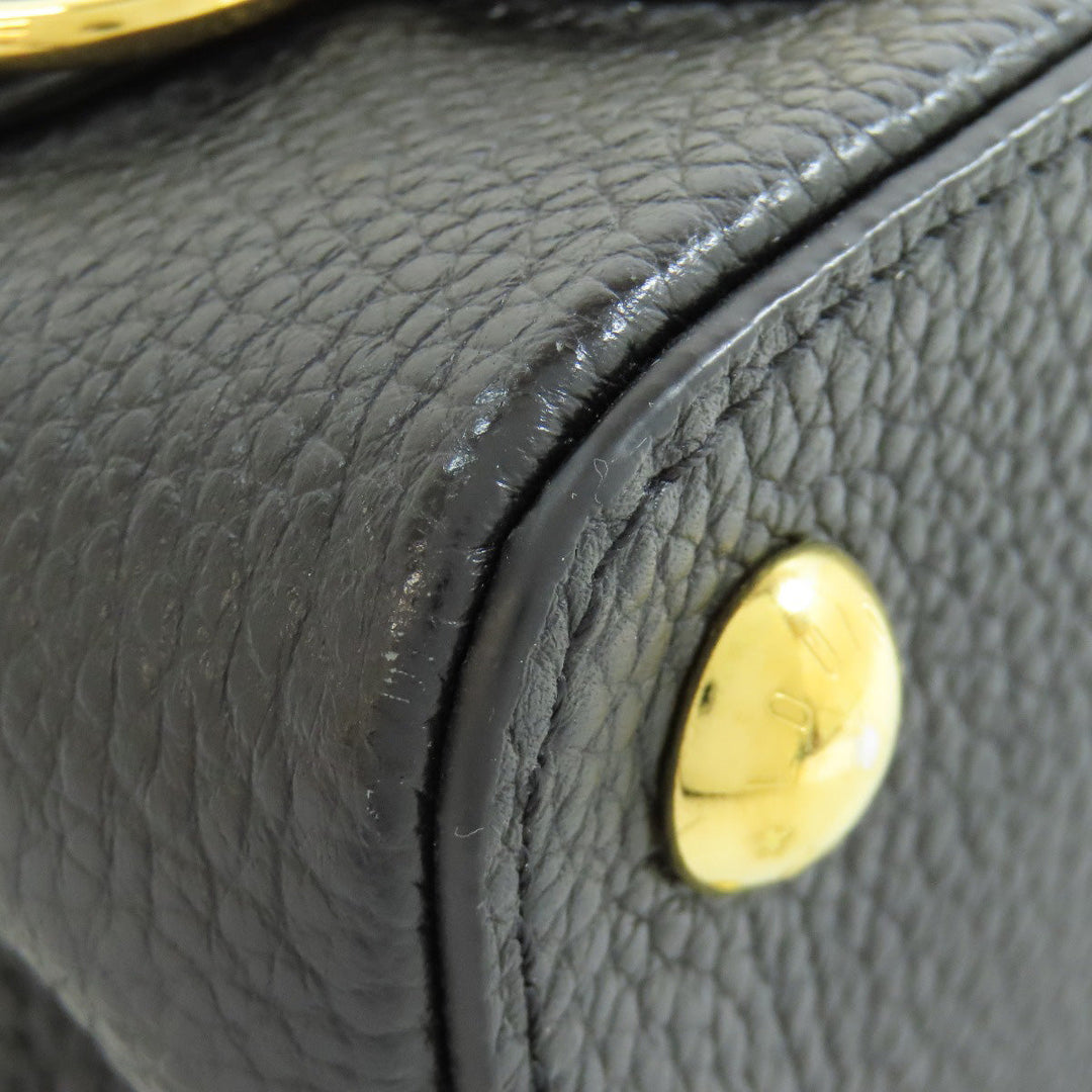 LOUIS VUITTON Handbag Calfskin black Capucines BB Flower Women Used Authentic