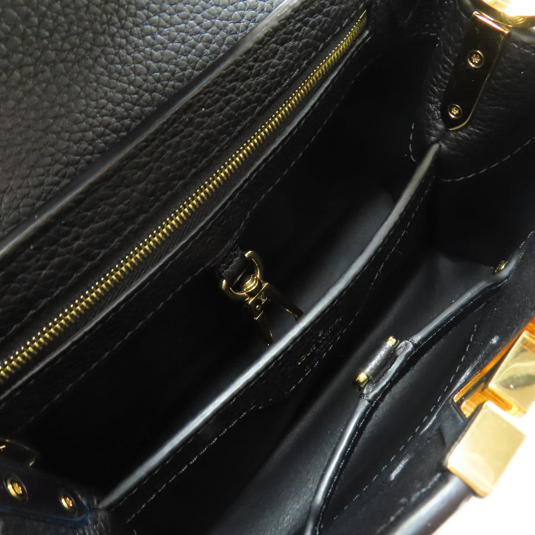 LOUIS VUITTON Handbag Calfskin black Capucines BB Flower Women Used Authentic