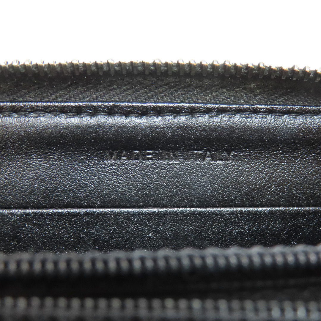 CHANEL Long Wallet Purse Grained Calfskin Skin black Matelasse Gold Metal