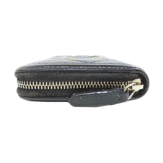 CHANEL Long Wallet Purse Grained Calfskin Skin black Matelasse Gold Metal
