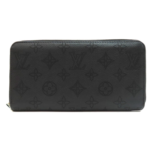LOUIS VUITTON Long Wallet Purse M61867 Mahina leather black Zippy wallet Women Used Authentic