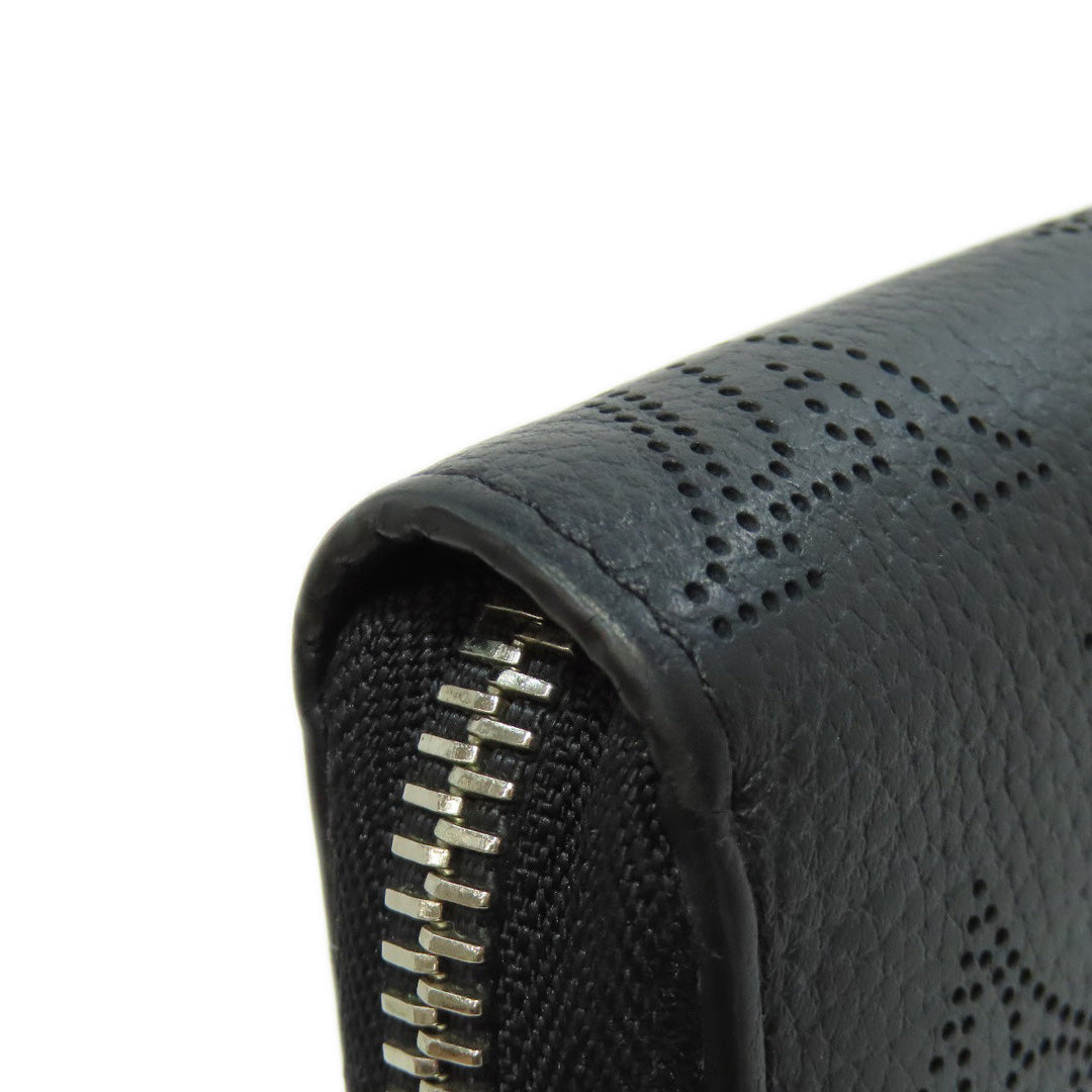 LOUIS VUITTON Long Wallet Purse M61867 Mahina leather black Zippy wallet Women Used Authentic