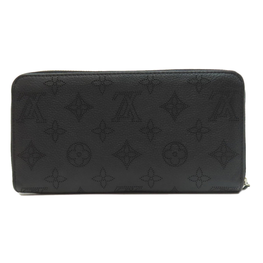 LOUIS VUITTON Long Wallet Purse M61867 Mahina leather black Zippy wallet Women Used Authentic