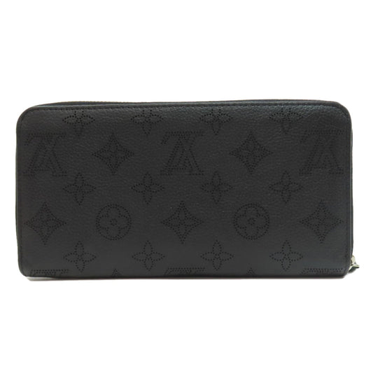 LOUIS VUITTON Long Wallet Purse M61867 Mahina leather black Zippy wallet Women Used Authentic