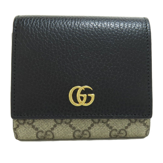 GUCCI Bifold Wallet 598587 leather black Double G Bicolor Medium Wallet Women Used Authentic