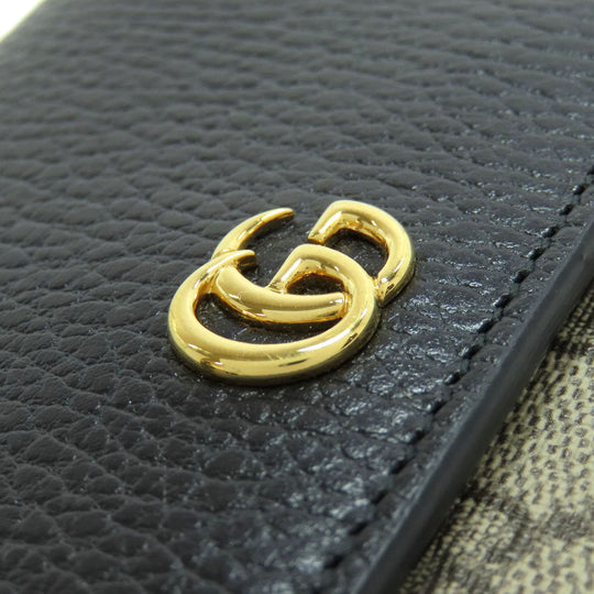 GUCCI Bifold Wallet 598587 leather black Double G Bicolor Medium Wallet Women Used Authentic