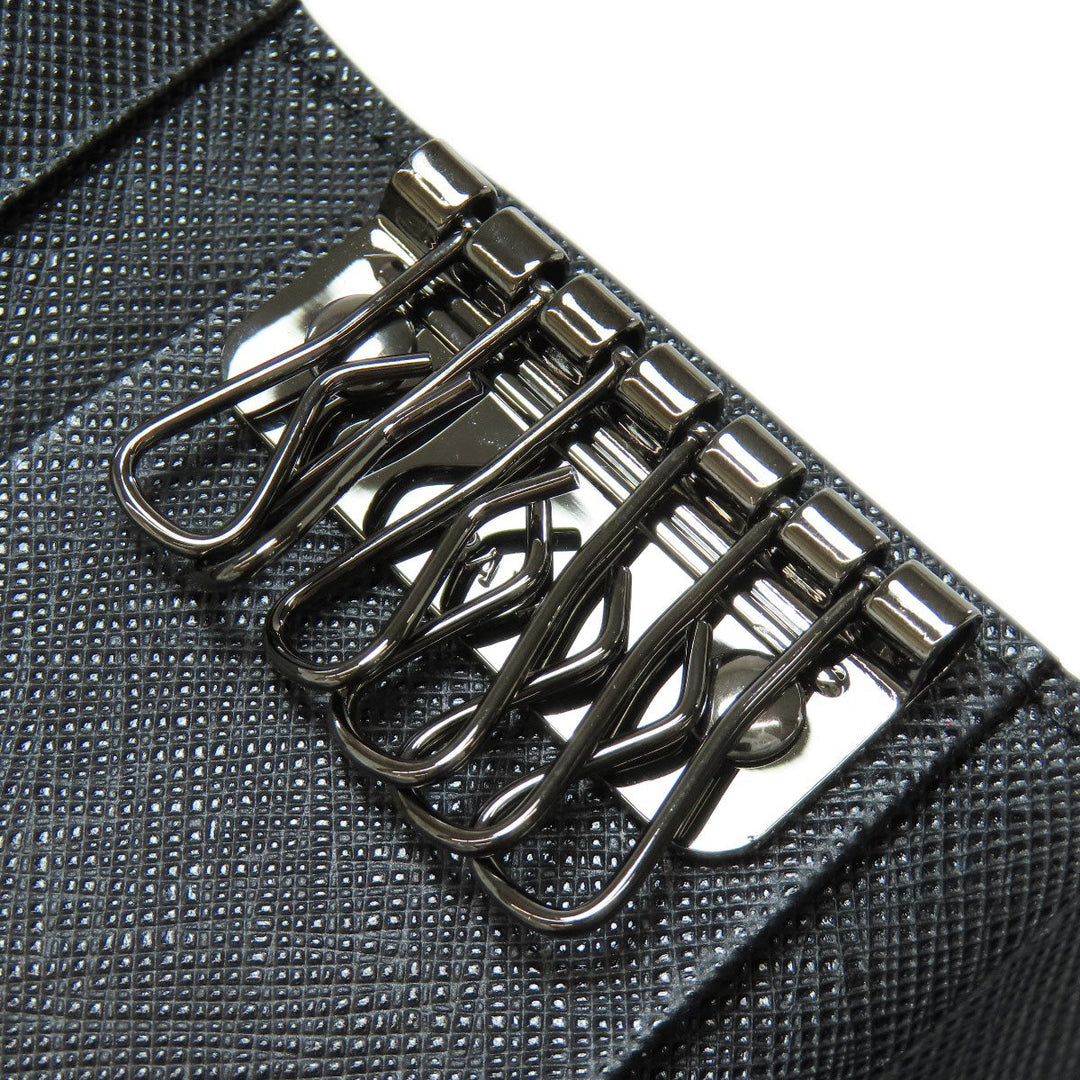 PRADA Key case Key holder  2PG222 leather black Safiano Metal Women Used Authentic