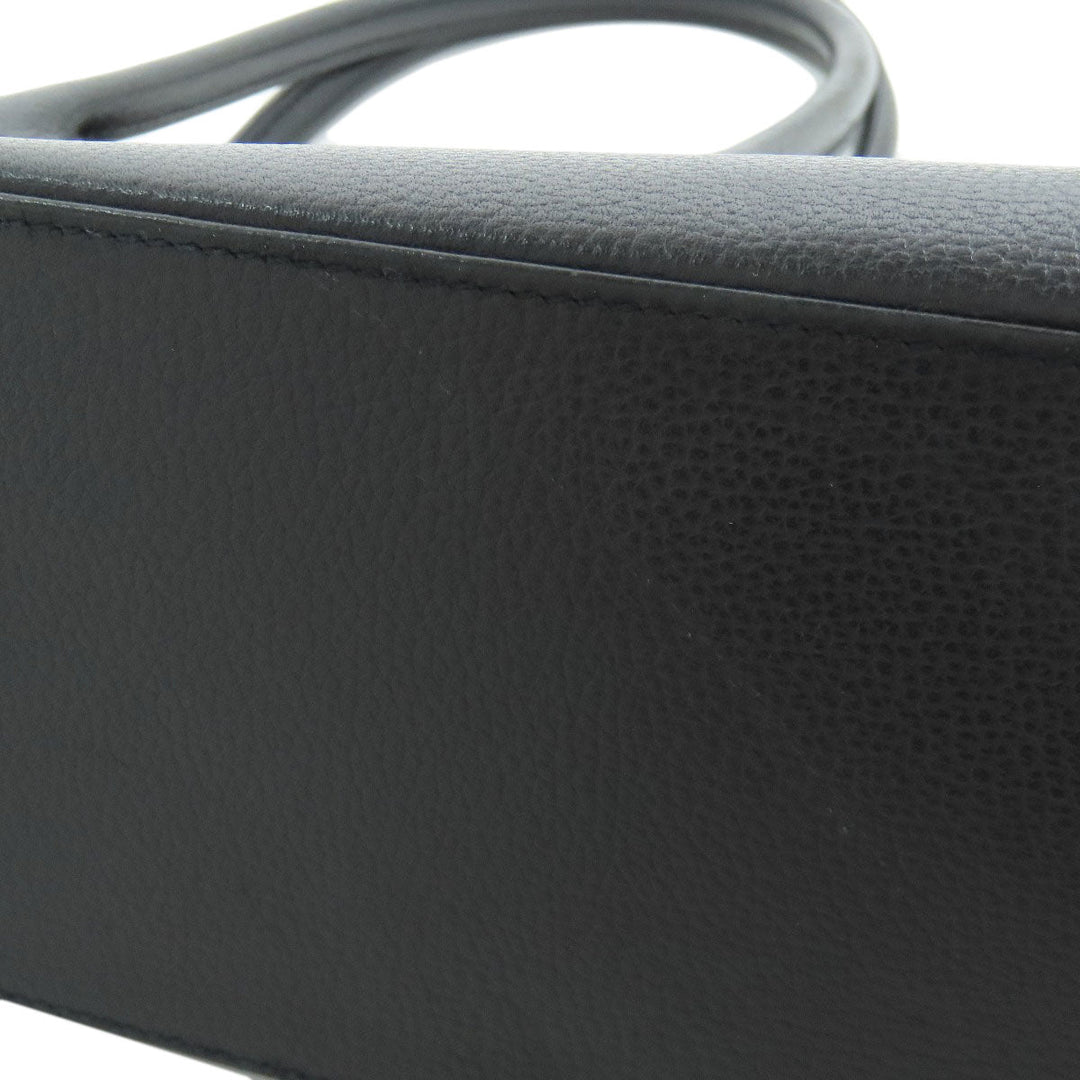 HERMES Tote Bag Calfskin black Paris Bonbay 35 SilverMetal Women Used Authentic