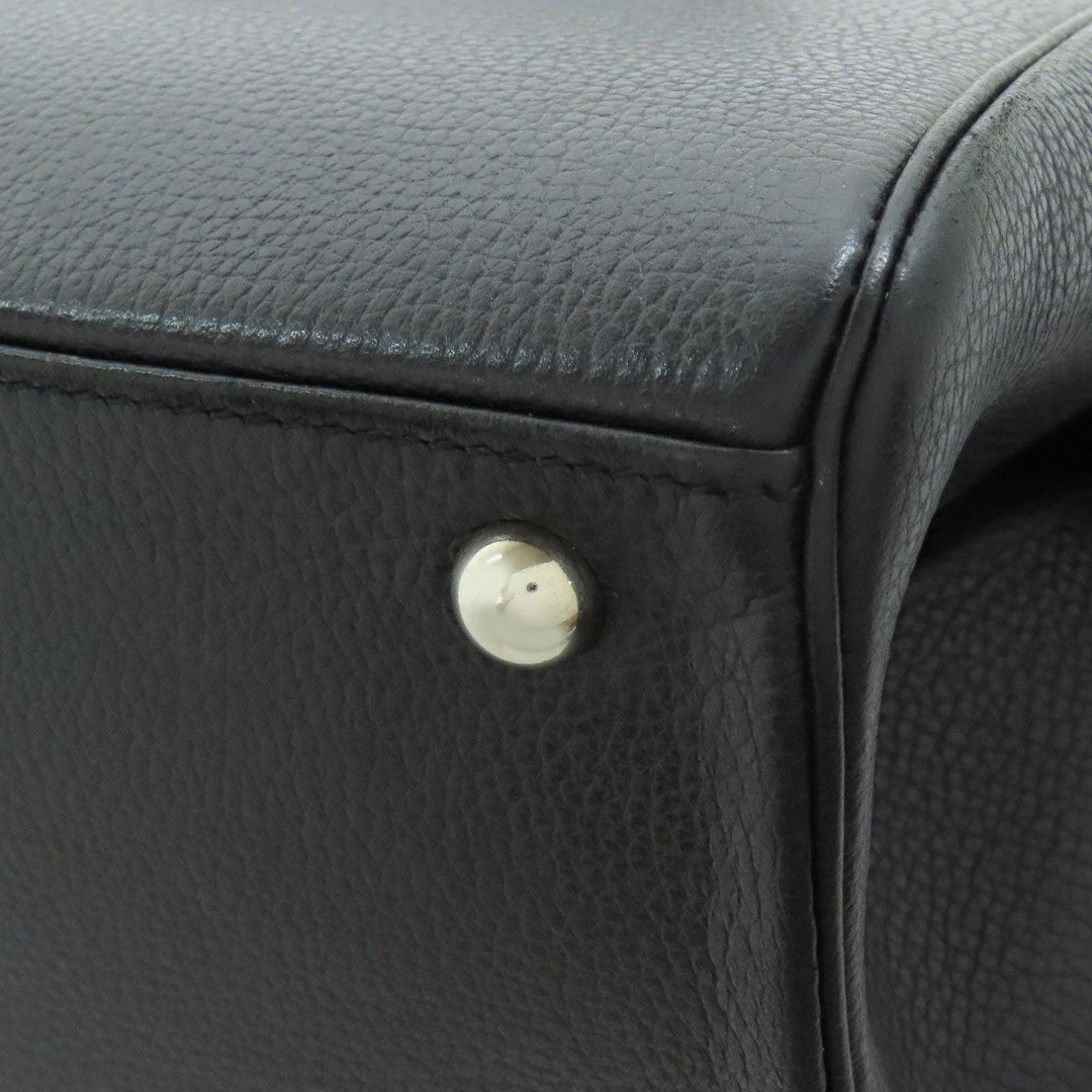 HERMES Tote Bag Calfskin black Paris Bonbay 35 SilverMetal Women Used Authentic