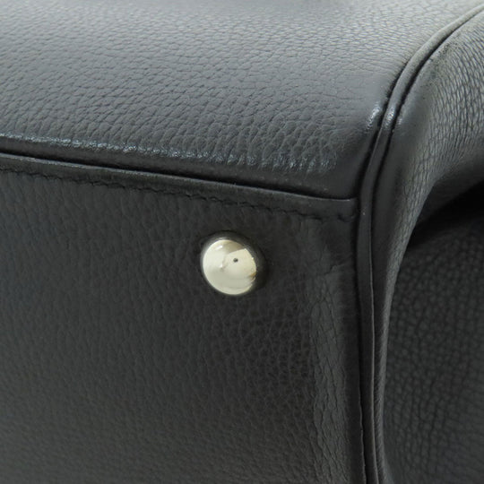 HERMES Tote Bag Calfskin black Paris Bonbay 35 SilverMetal Women Used Authentic