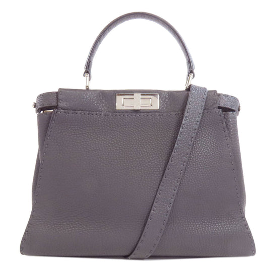 FENDI Handbag Calfskin gray Peekaboo Celeria 2WAY Women Used Authentic