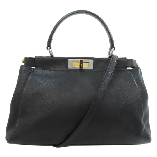 FENDI Handbag Calfskin black Peekaboo 2WAY Women Used Authentic