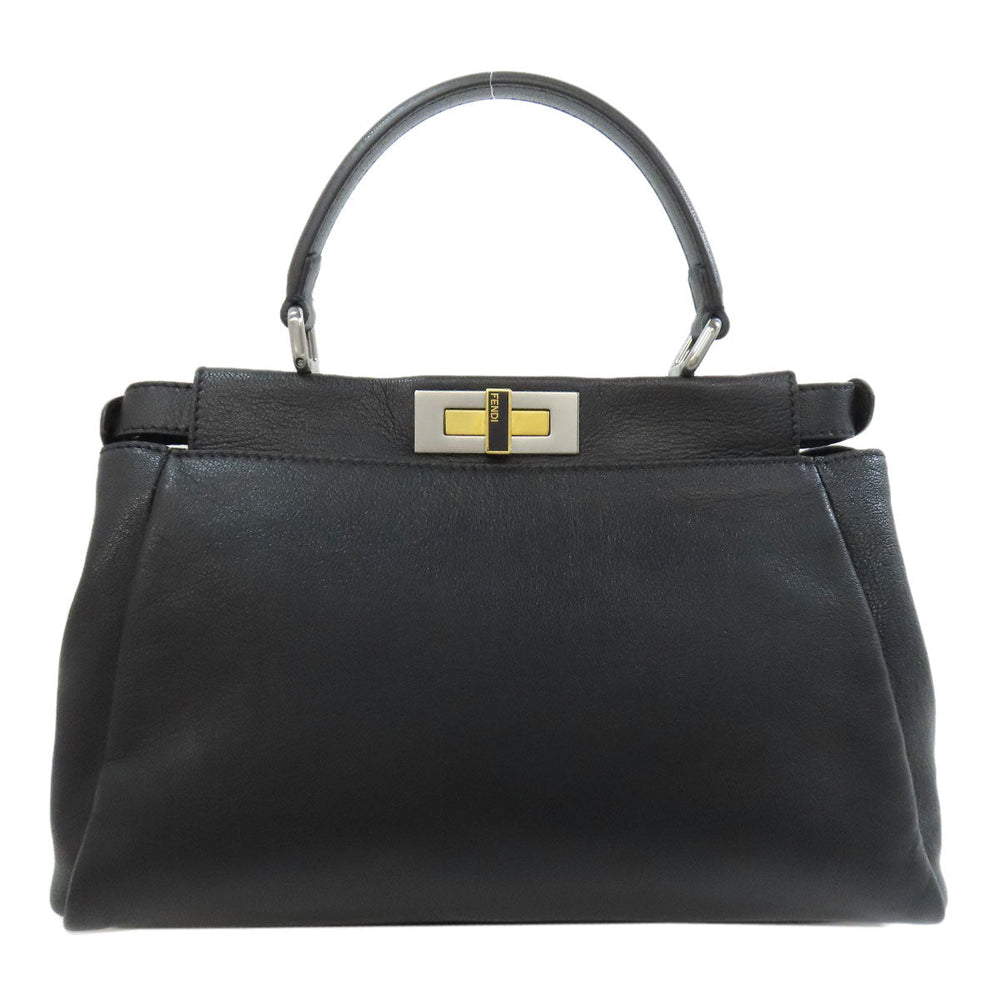 FENDI Handbag Calfskin black Peekaboo 2WAY Women Used Authentic