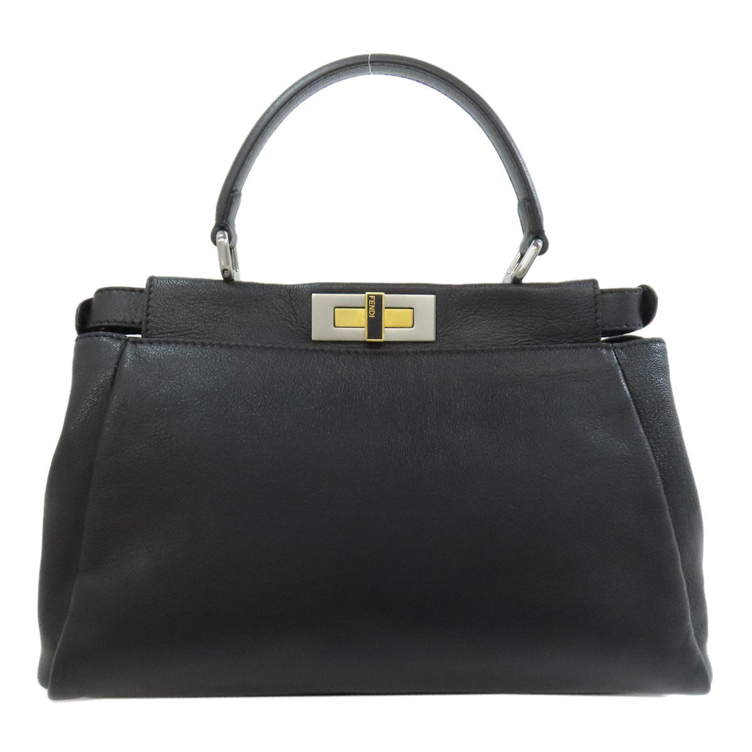 FENDI Handbag Calfskin black Peekaboo 2WAY Women Used Authentic