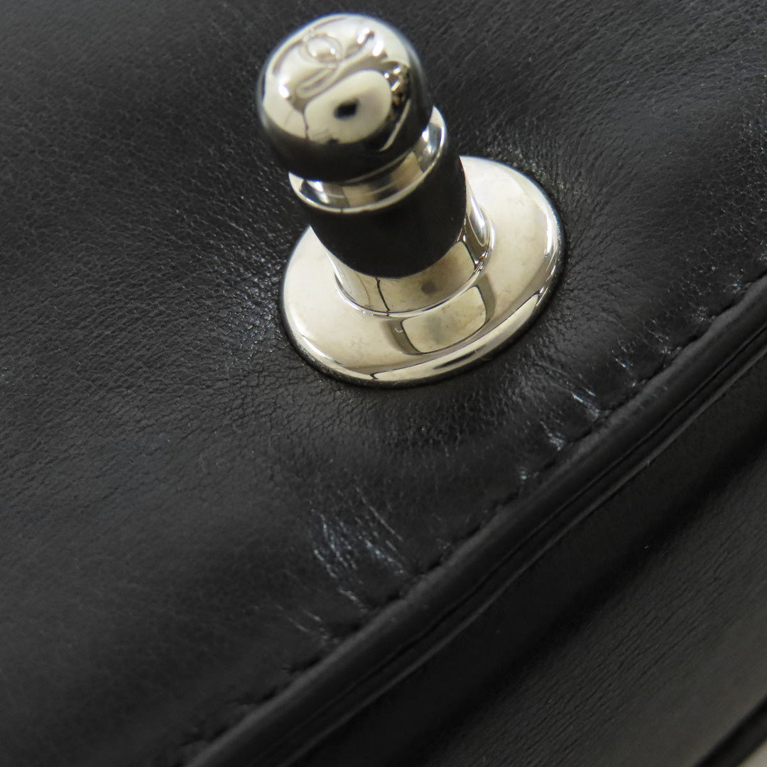 CHANEL Shoulder Bag lambskin black Boy Chanel SilverMetal Women Used Authentic