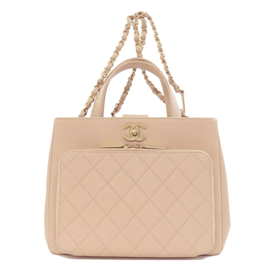 CHANEL Handbag Grained Calfskin Skin beige COCO Mark Gold Metal 2WAY