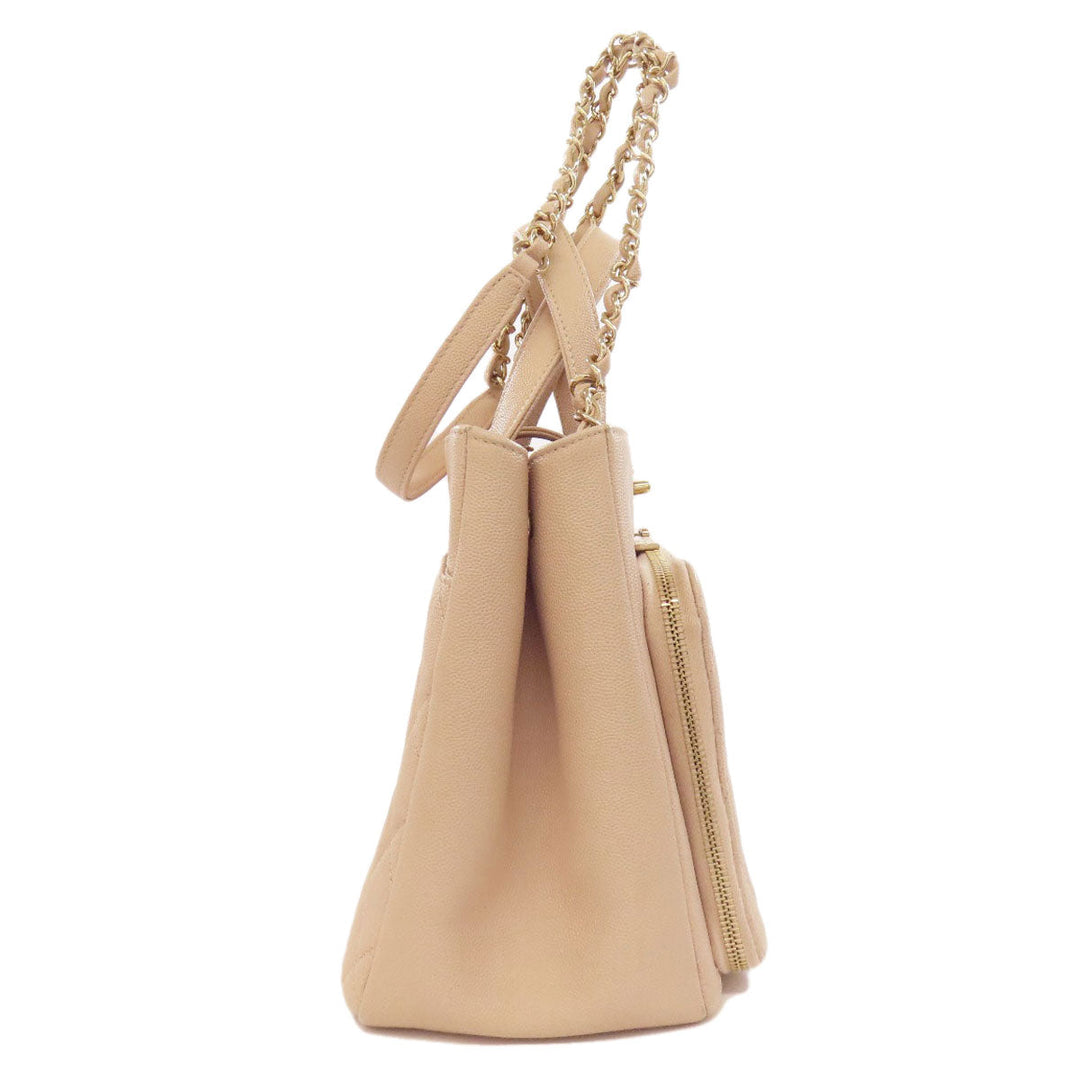 CHANEL Handbag Grained Calfskin Skin beige COCO Mark Gold Metal 2WAY