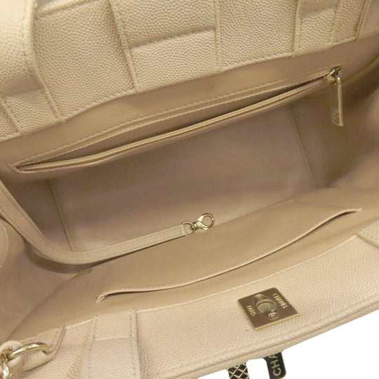 CHANEL Handbag Grained Calfskin Skin beige COCO Mark Gold Metal 2WAY