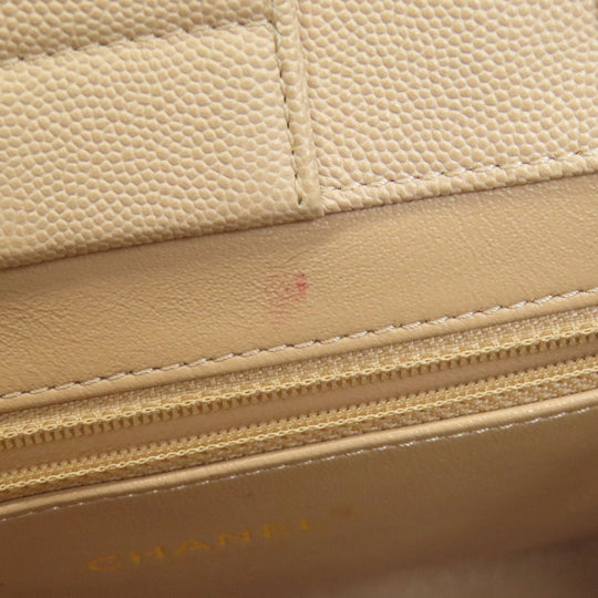 CHANEL Handbag Grained Calfskin Skin beige COCO Mark Gold Metal 2WAY