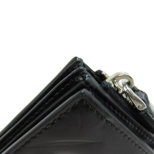 PRADA Bifold Wallet enamel black logo Women(Unisex) Used Authentic