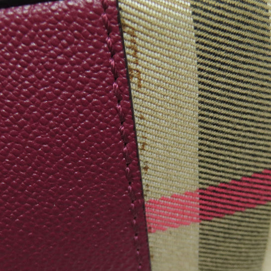 BURBERRY Shoulder Bag leather purple logo Women Used Authentic