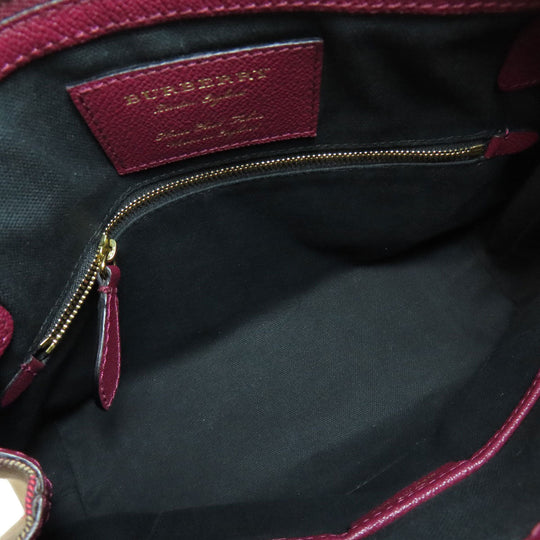 BURBERRY Shoulder Bag leather purple logo Women Used Authentic