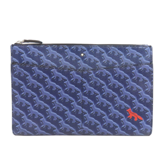 MONTBLANC Clutch bag PVC Navy Maison Kitsune collaboration Women Used Authentic