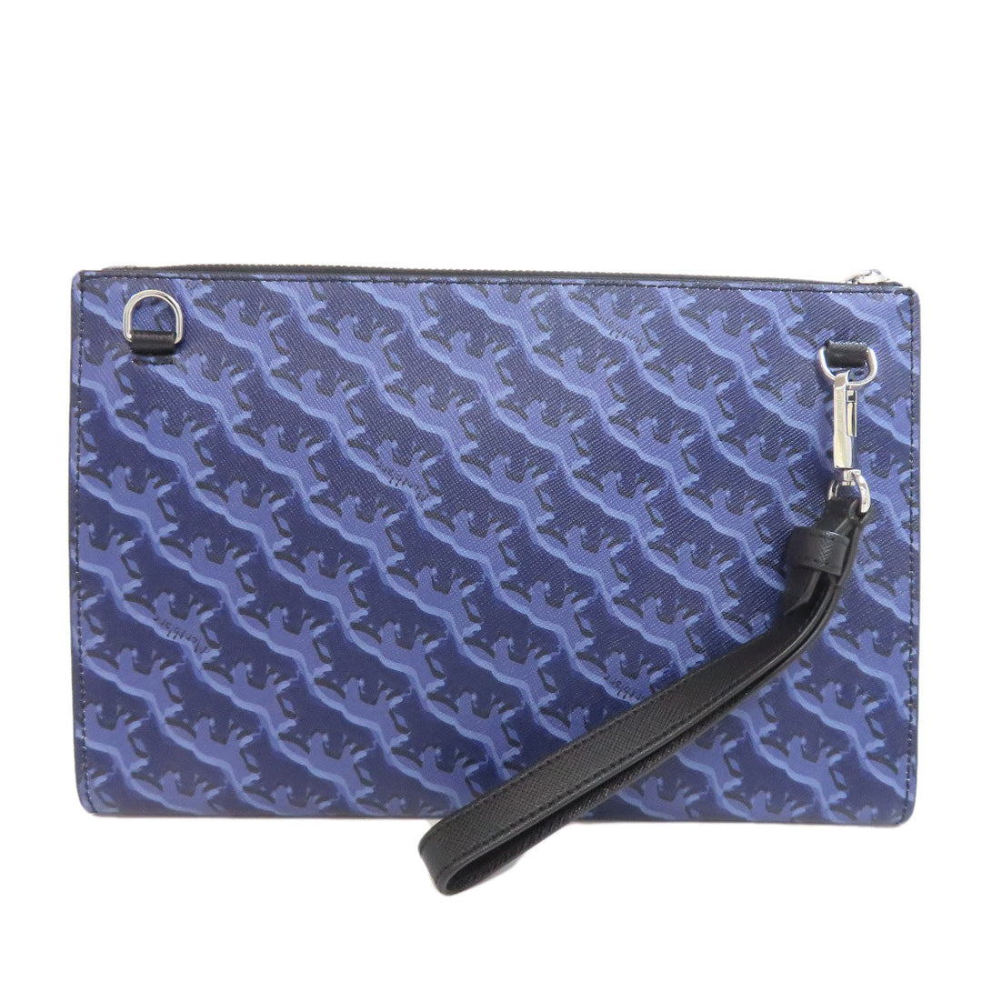 MONTBLANC Clutch bag PVC Navy Maison Kitsune collaboration Women Used Authentic