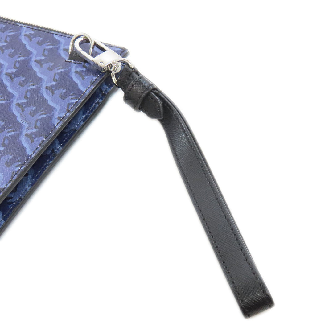MONTBLANC Clutch bag PVC Navy Maison Kitsune collaboration Women Used Authentic