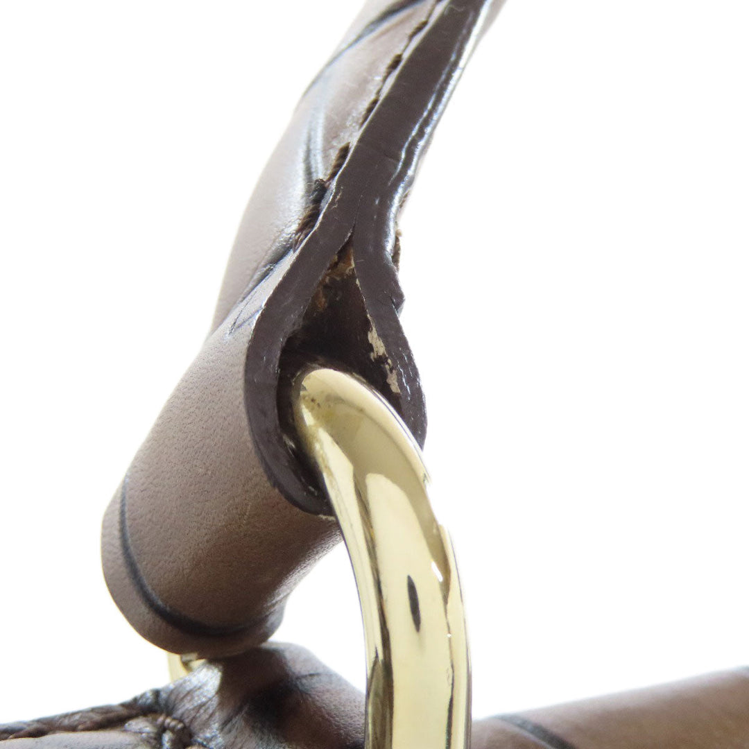 MAX MARA Tote Bag leather Brown Embossing Women Used Authentic