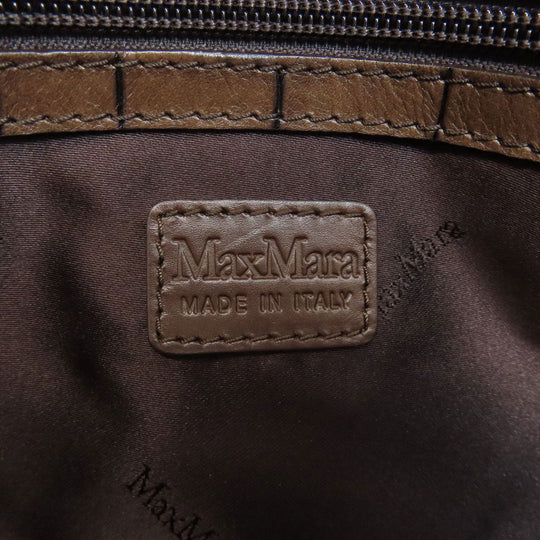 MAX MARA Tote Bag leather Brown Embossing Women Used Authentic